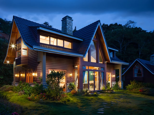 Craftsman home at twilight